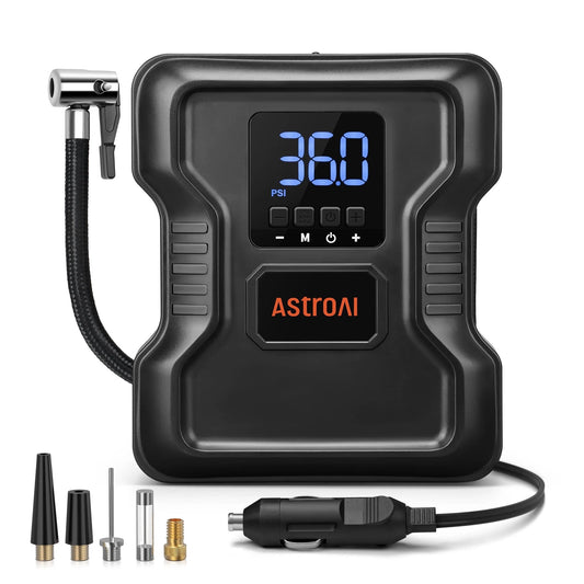 Portable Tire Inflator, 150PSI Air Compressor with Digital Pressure Gauge, Emergency LED Light, Automatic Shutoff Car Air Pump, Compact Tire Pump Fast Inflation for Cars, Gifts, 12V DC