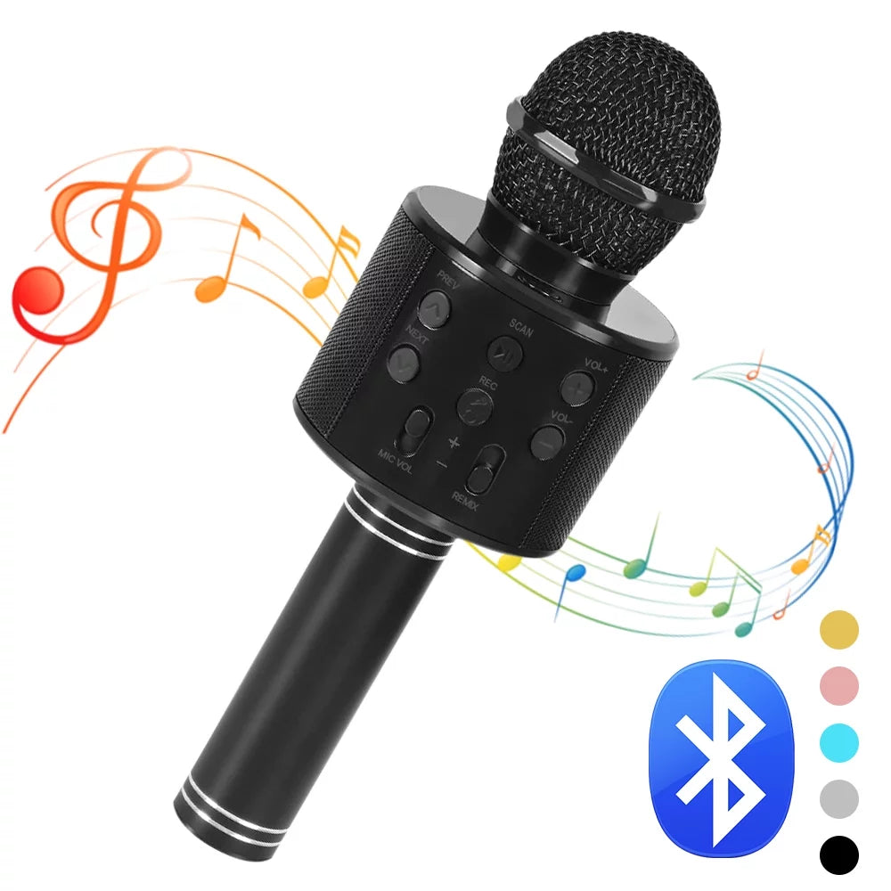 SUPTREE Wireless Bluetooth Karaoke Microphone for Kids Adult Singing, Portable Handheld Karaoke Machine Speaker with Record Function (Black)