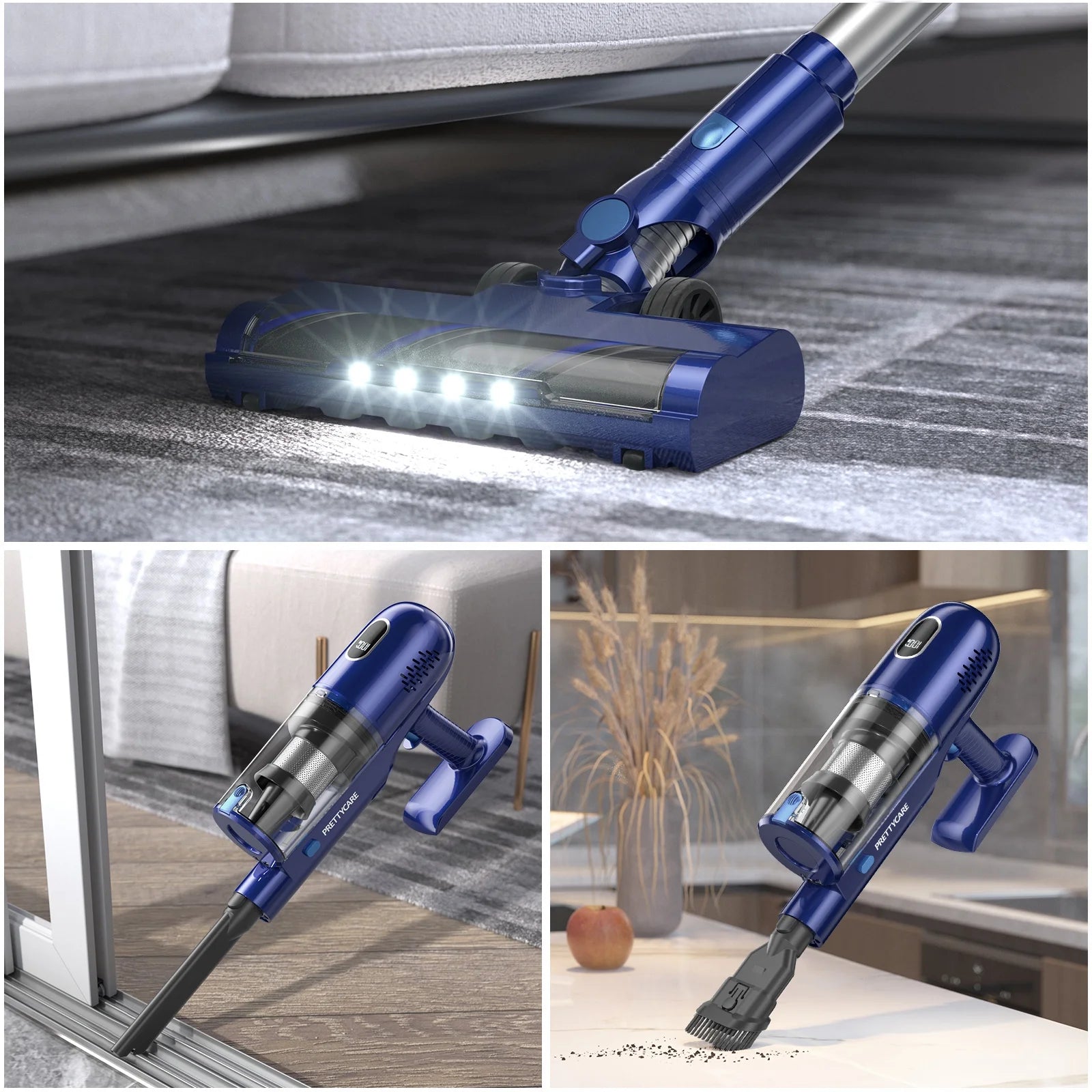 PrettyCare Lightweight Stick Cordless Vacuum Cleaner for Pet Hair Carpet Hard Floor Vacuum Cleaner P1