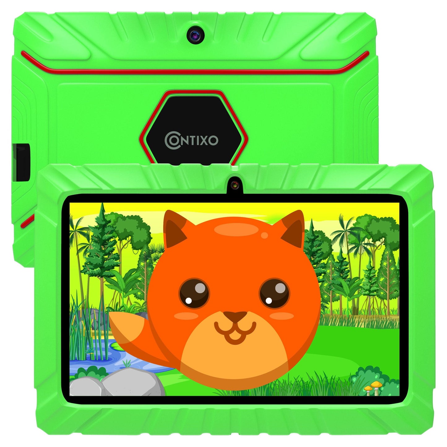 Contixo 7" Tablet Bundle, Kids Ages 3-7, Contixo Academy, STEM Learning, Headphones & Sleeve Case, Android Tablet, Parental Controls – Green