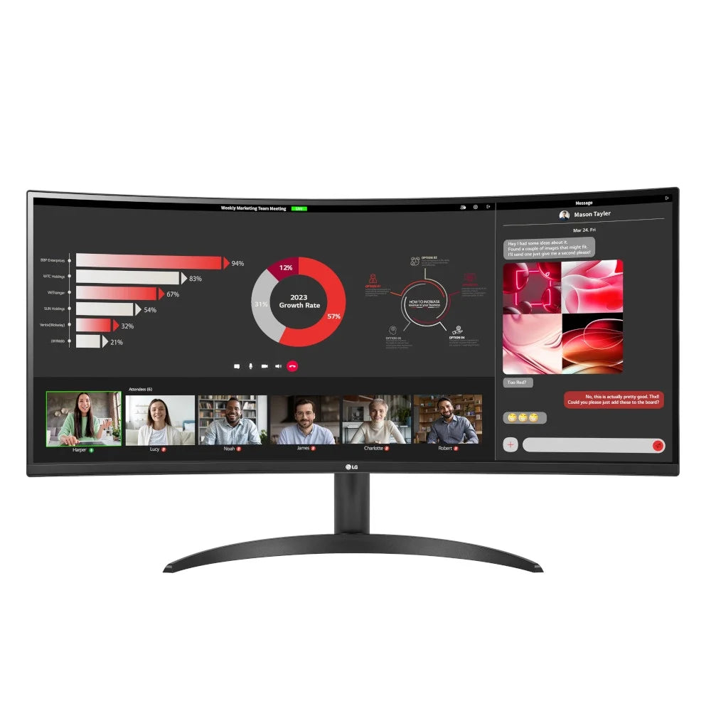 LG 34" Curved Ultrawide™ WQHD (3440 x 1440) Monitor, Black- 34WR50QC-B, New