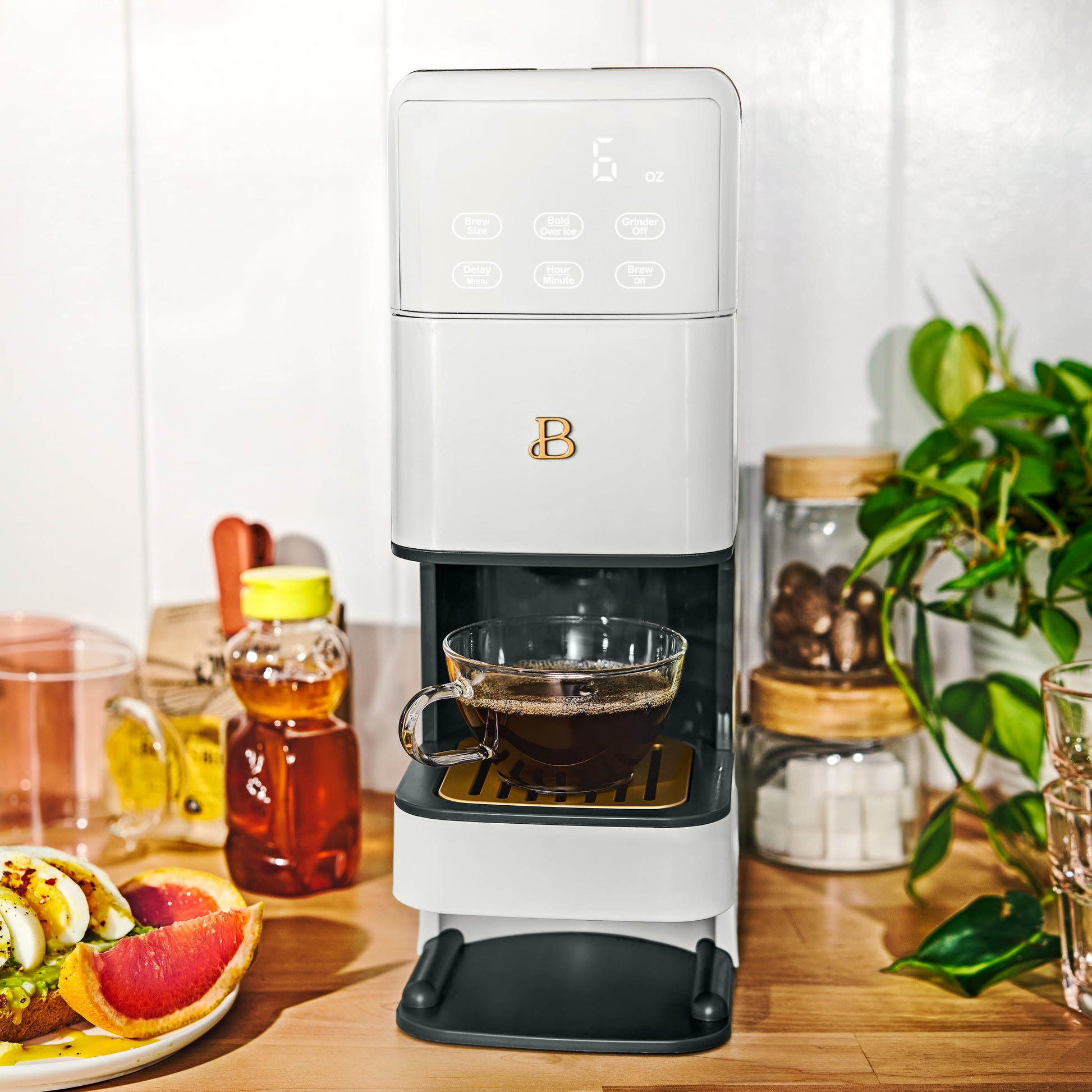 Beautiful Perfect Grind™ Programmable Single Serve Coffee Maker, White Icing by Drew Barrymore