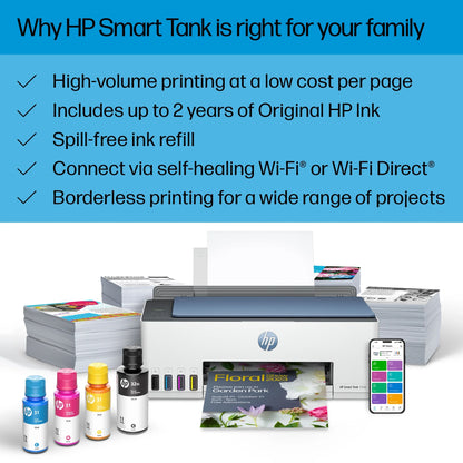 HP Smart Tank 5102 Wireless All-in-One Color Home Inkjet Tank Printer w/up to 2 Yrs of Ink Incl