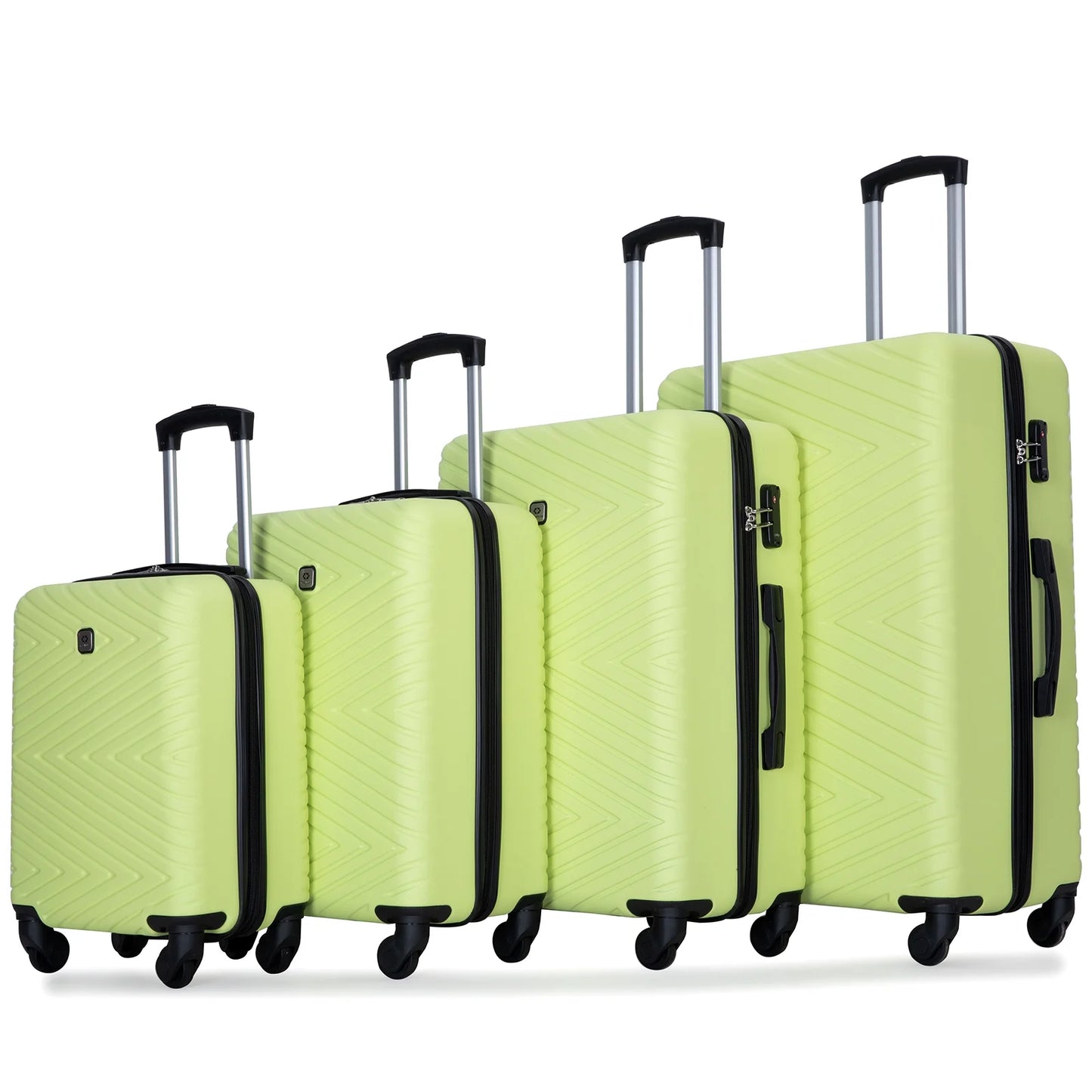 Travelhouse 4 Piece Hardshell Luggage Set Hardside Lightweight Suitcase with TSA Lock Spinner Wheels.(light Green)