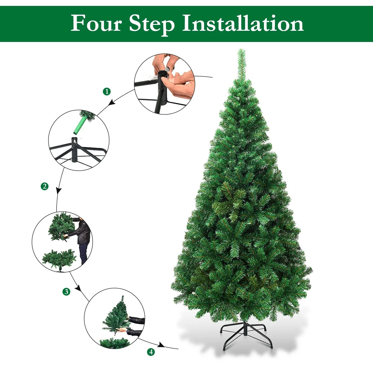 Costway 5Ft Artificial PVC Christmas Tree Stand Indoor Outdoor Green