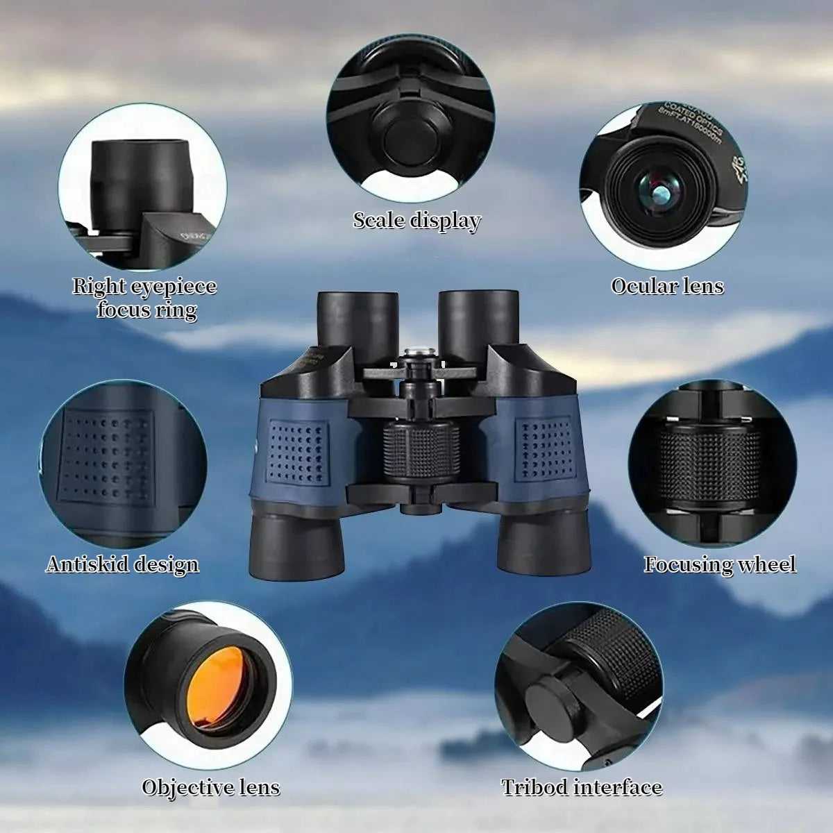 Sevenlady Binoculars, 10x Binoculars for Adults Coordinates Compact HD Professional Day/Night Vision Binoculars Telescope for Hunting, Bird Watching, Sports, Concerts and Camping