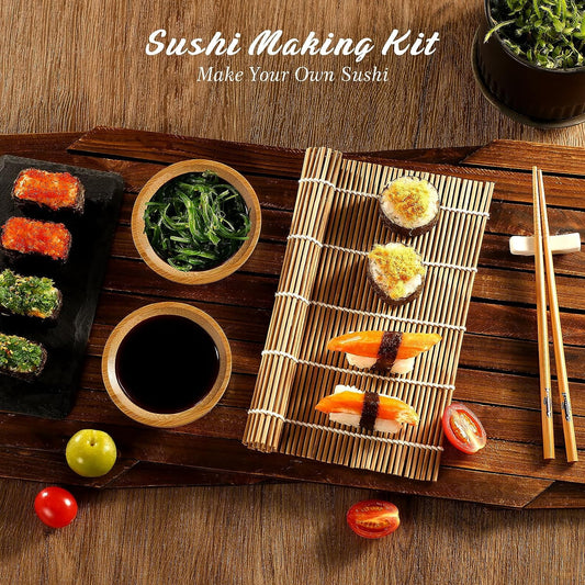 Sushi Making Kit, Delamu Upgrade 22 in 1 Sushi Maker Bazooker Roller Kit with Bamboo Mats