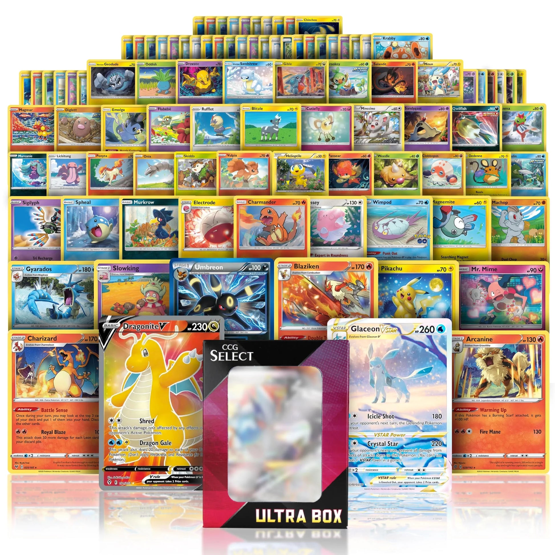 Ultra Box | 100 Cards | 2 Guaranteed Ultra Rares | Plus 8 Holos or Rare Cards | Compatible with Pokemon Cards