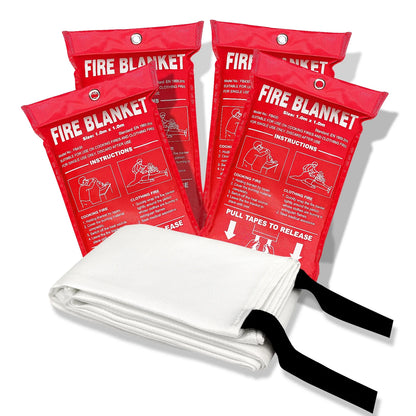 SITERWELL Fiberglass , Fiberglass Fire Suppression Blanket for Emergency Surival，Emergency Blanket with Flame Retardant Protection and Heat Insulation, Survival Blanket ，1m x 1m，4Pack