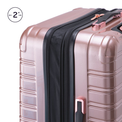 iFLY Hardside Luggage Fibertech 3 Piece Set, 20" Carry-on, 24" Checked Luggage and 28" Checked Luggage, Rose Gold