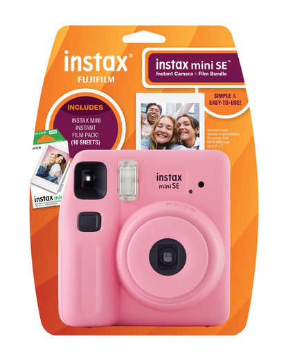 Fujifilm instax Mini SE Instant Camera with Bonus 10 pack Mini Film, Pink