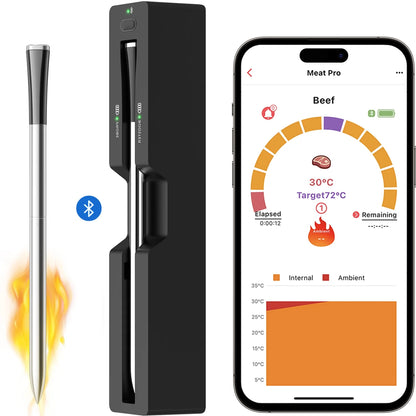 Smart Wireless Meat Thermometer - Bluetooth Digital Food Cooking Thermometer APP Control Kitchen Thermometer for Oven Grill BBQ Smoker