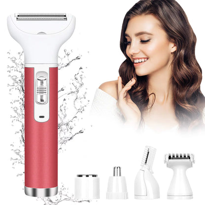 Hoey 5 in 1 Painless Hair Remover for Women, Facial Hair Removal, Electric Cordless Shaver Set, Wet & Dry Lady Razor for Women for