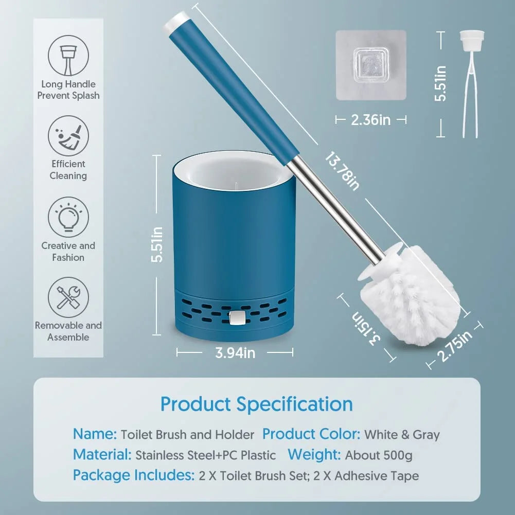 SUGARDAY Toilet Brush and Holder Set Toilet Bowl Brush and Caddy Scrub Brush with Holder