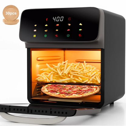 Evo Chef Air Fryer 12QT Convection Oven with 10-in-1 Multi Function, Visible Window and Touchscreen, Black