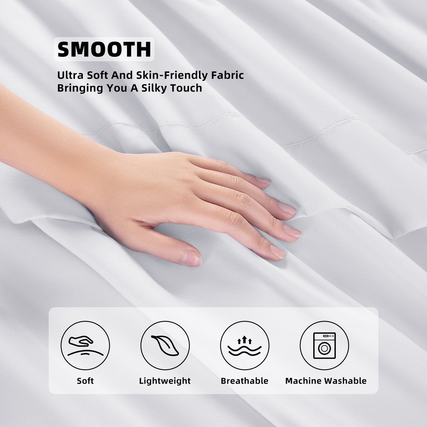 Shilucheng 3 Pieces Luxury Bed Sheets Set, 1800 Series Microfiber Bed Sheets, 16" Deep Pocket, Twin, White