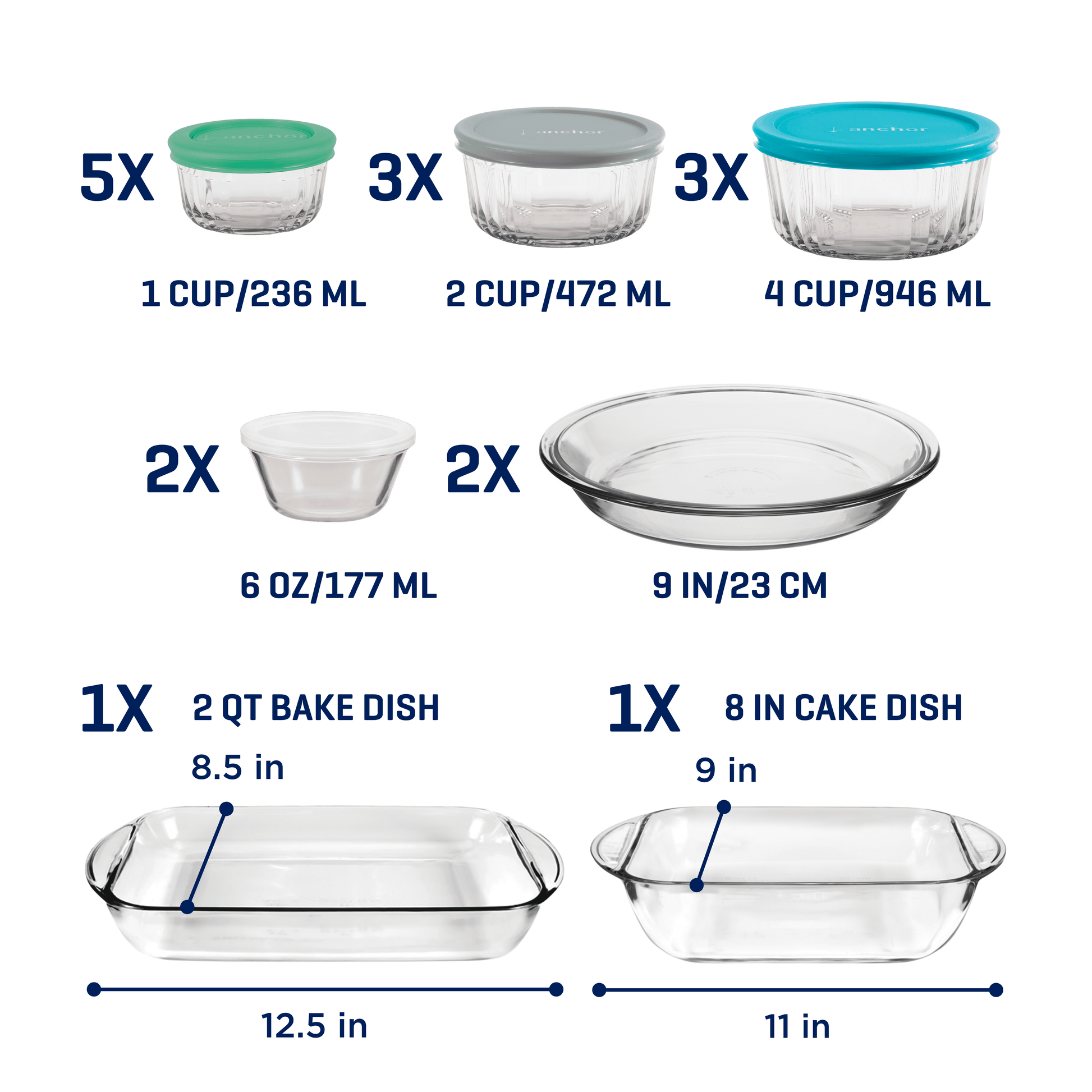 Anchor Hocking 30 Piece Glass Food Storage Containers & Glass Baking Dishes Set