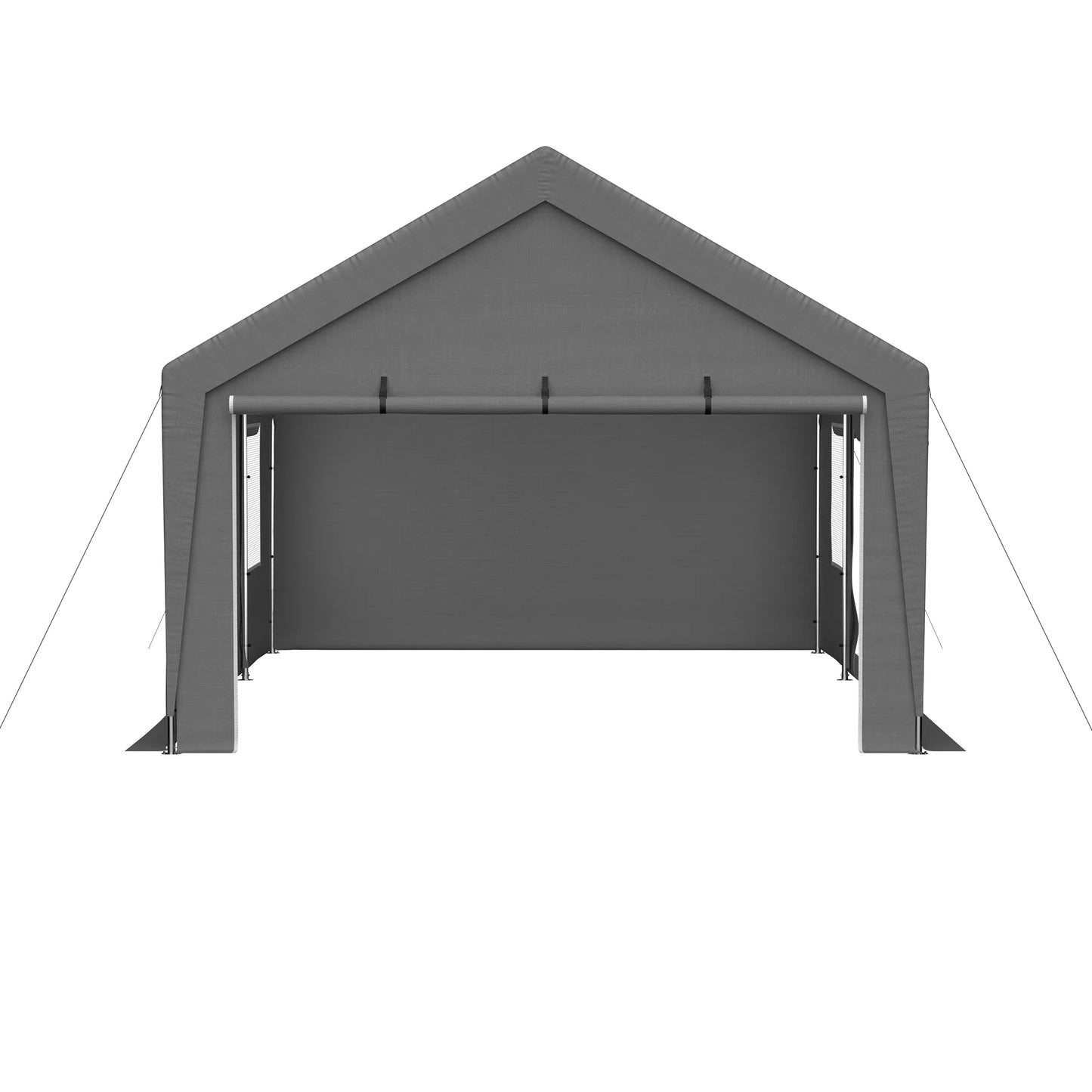 LZBEITEM Carport, 13' x 20' Heavy Duty Carport with Roll-up Sidewall and Ventilated Windows, Portable Outdoor Garage for Car, Truck, SUV, Boat, Car Canopy with All-Season Tarp, Gray, Height 9.8'