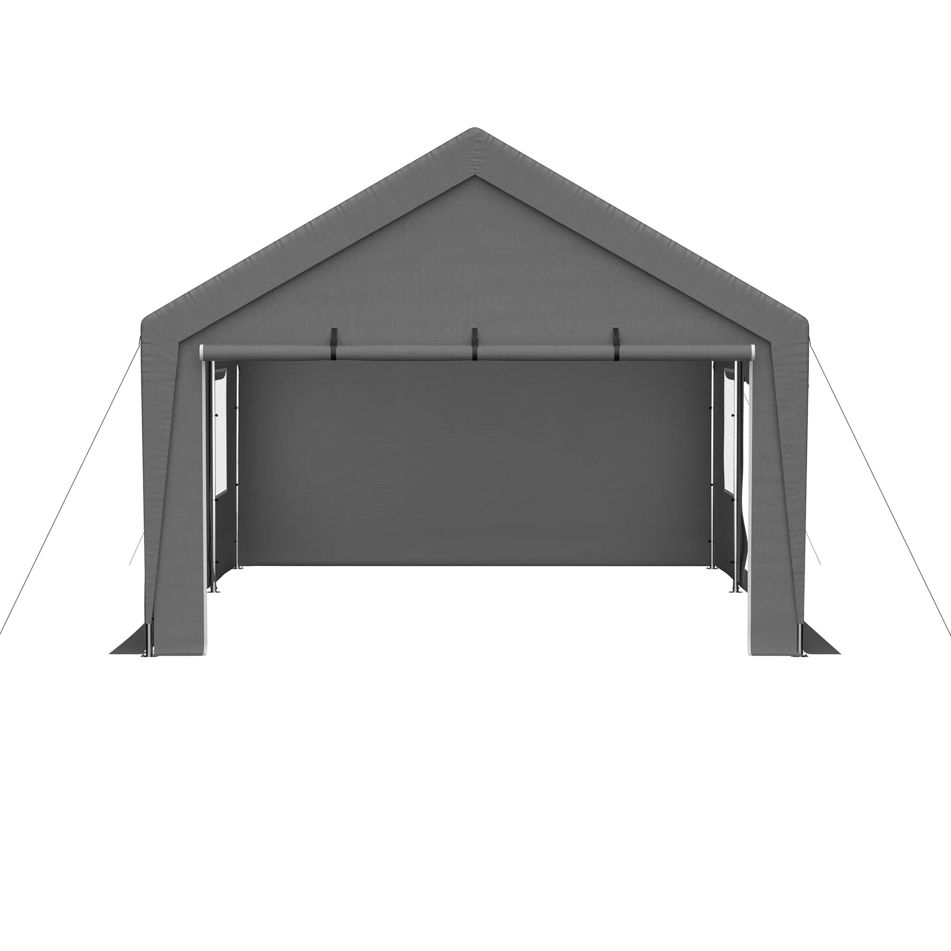 LZBEITEM Carport, 13' x 20' Heavy Duty Carport with Roll-up Sidewall and Ventilated Windows, Portable Outdoor Garage for Car, Truck, SUV, Boat, Car Canopy with All-Season Tarp, Gray, Height 9.8'