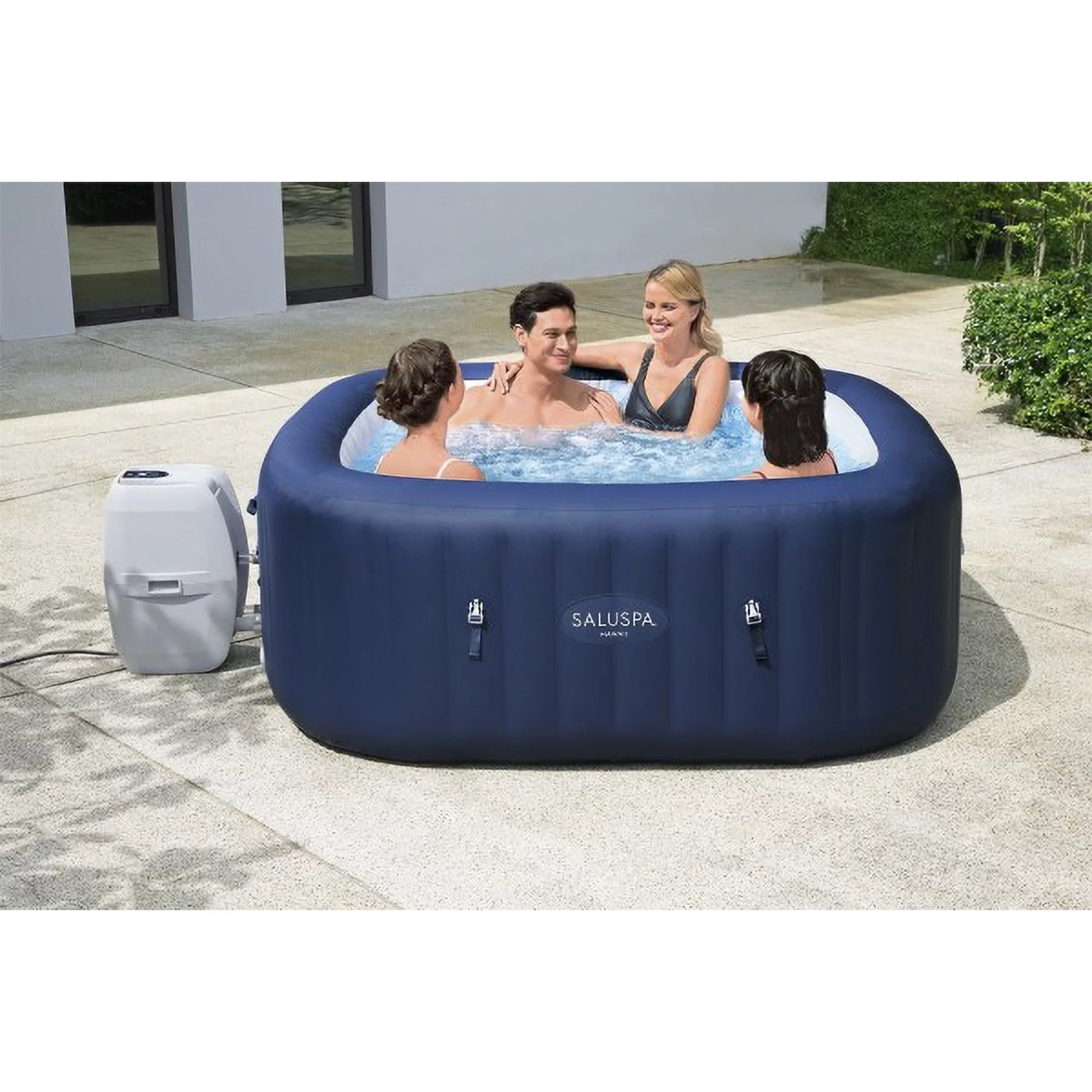 Bestway SaluSpa Hawaii AirJet 2 to 6 Person Square Inflatable Hot Tub, Blue