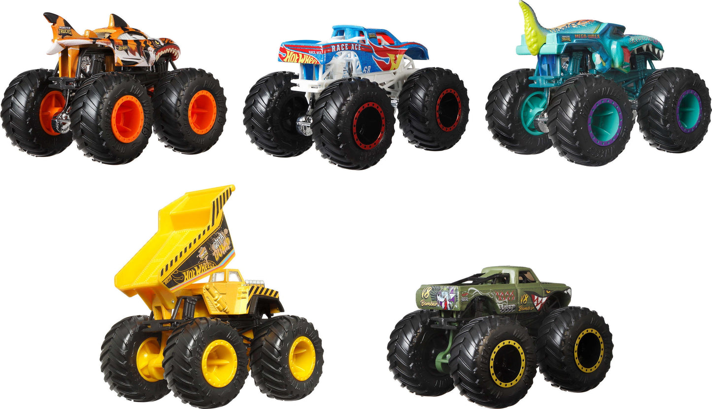 Hot Wheels Monster Trucks Crash Crew, 5-Pack of 1:64 Scale Toy Trucks, 1.82 lb