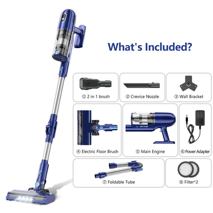 PrettyCare Lightweight Stick Cordless Vacuum Cleaner for Pet Hair Carpet Hard Floor Vacuum Cleaner P1