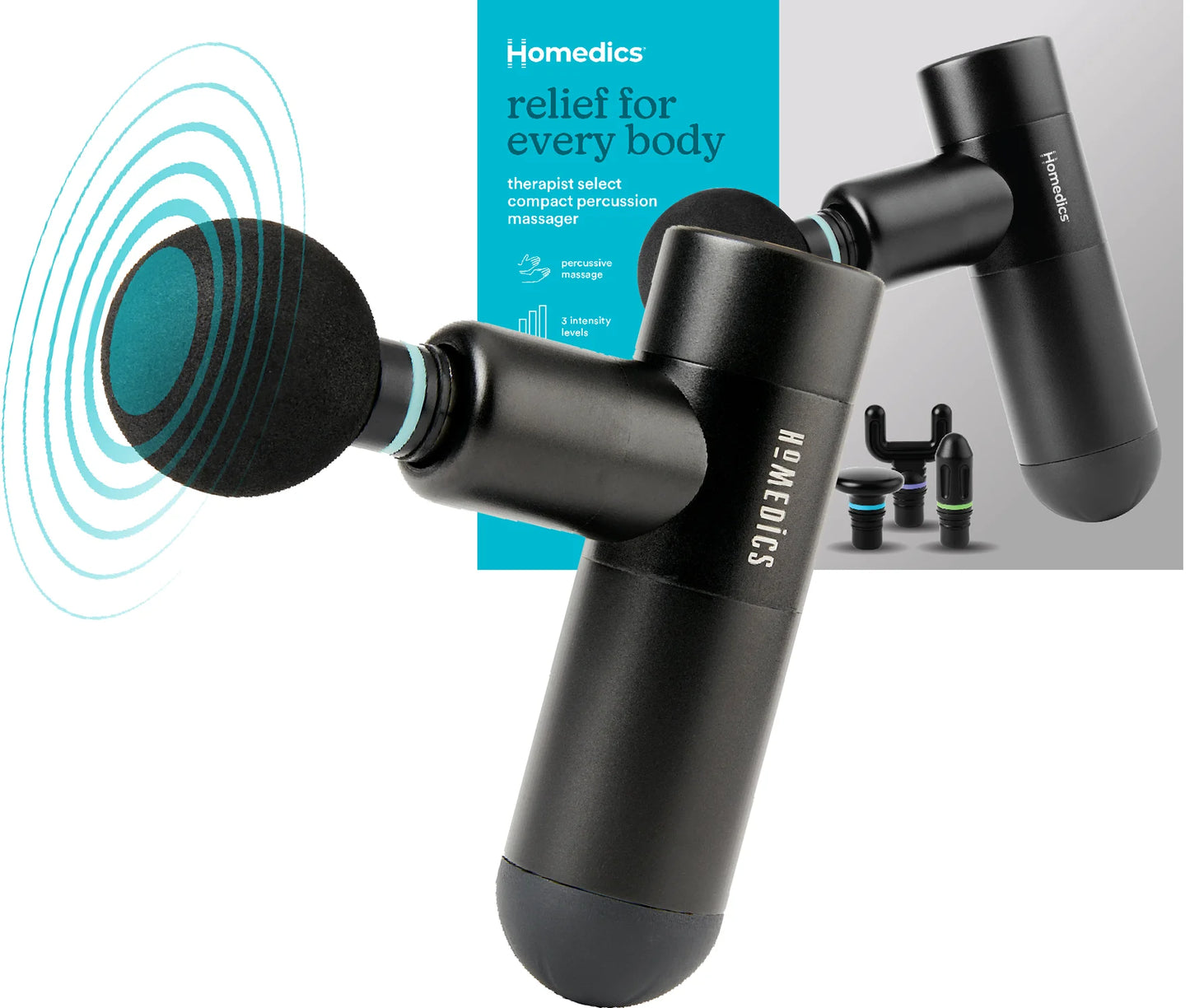 Homedics Active Fit Compact Percussion Body Massage Gun with Soothing Heat, Cordless, Deep-Tissue Massage