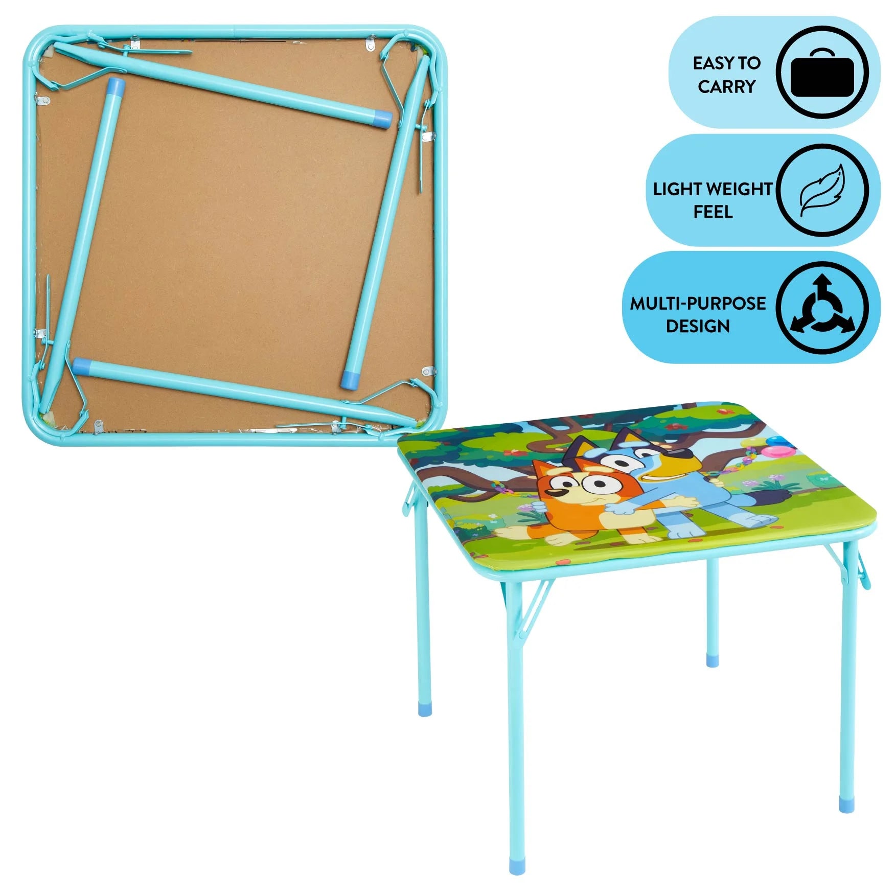 Bluey Kids' 3-Piece Table and Chairs Set, Blue