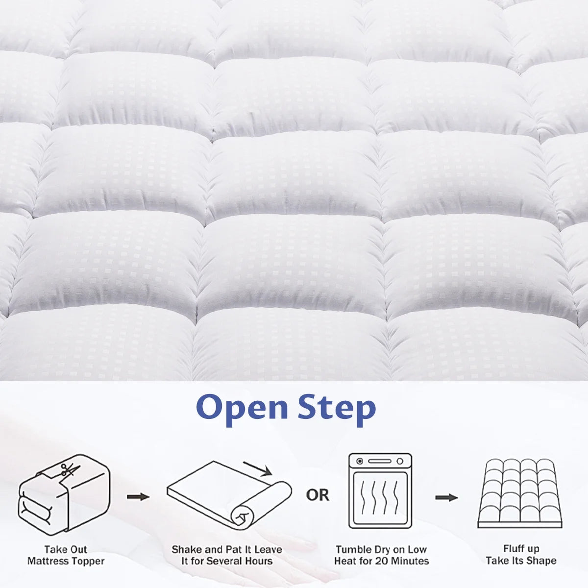 JUSTLET Extra Thick California King Mattress Topper, Cooling Mattress Pad Cover, 2" Mattress Topper with 8-21 Inch Deep Pocket Soft Comfortable Breathable, White