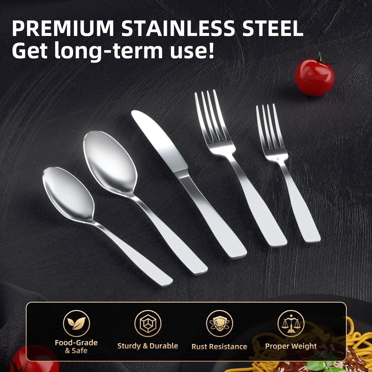 30 Piece Silverware Set for 6, TINANA Stainless Steel Flatware Set,Mirror Polished Cutlery Utensil Set,Durable Home Kitchen Eating Tableware Set, Fork Knife Spoon Set,Dishwasher Safe