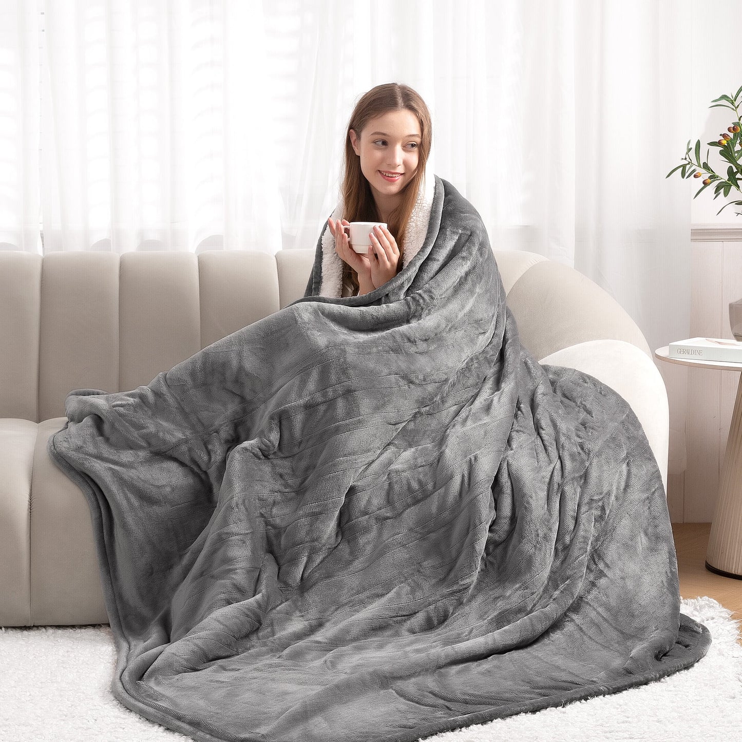 MARNUR Electric Blanket Full Size 72"x84" Heated Blanket Flannel & Shu Velveteen with 6 Heating Levels, 10H Auto-off, Machine Washable