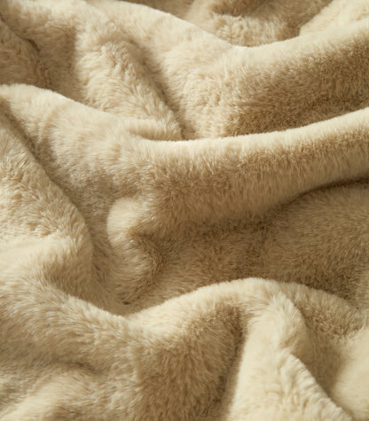 Better Homes & Gardens Cuddle Faux Fur Throw Blanket, Taupe, Oversized, All Ages