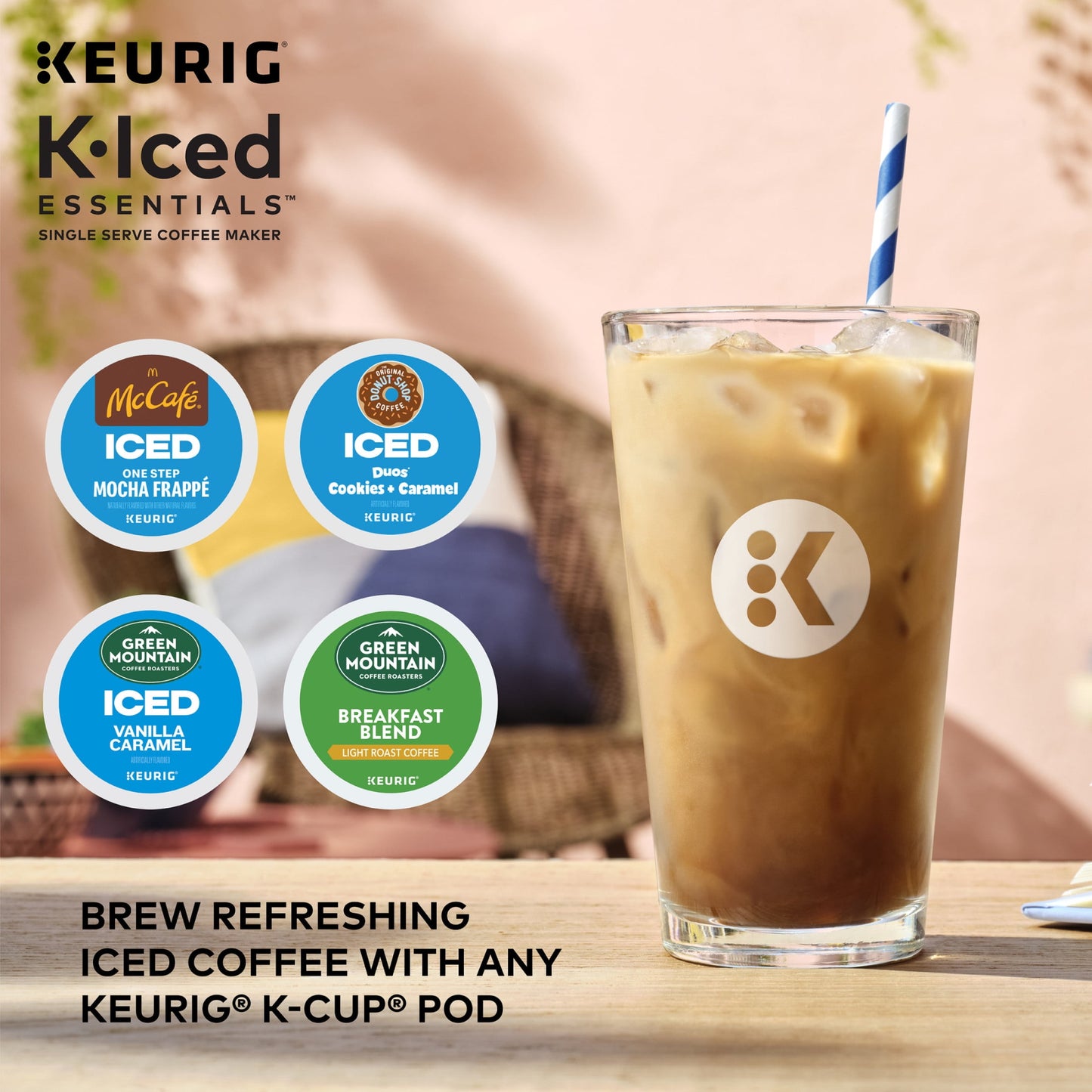 Keurig K-Iced Essentials, Gray Iced and Hot Single-Serve K-Cup Pod Coffee Maker, reusable tumbler included