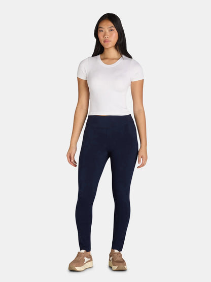 Time and Tru Women's High-Rise Ankle Knit Leggings, Available in 1, 2, and 3-Packs, 27" Inseam, Sizes S-XXXL