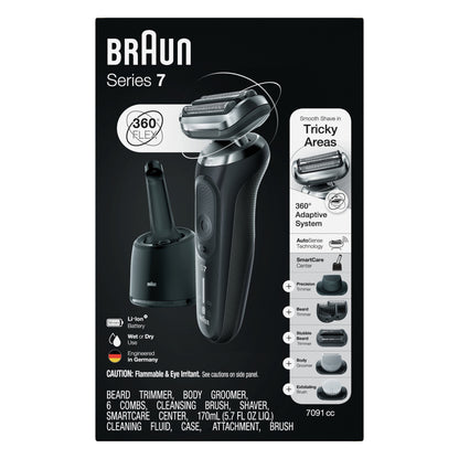 Braun Series 7 7091cc Flex Electric Razor for Men, Black