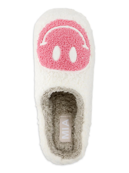 S+R Women's Smiley Graphic Cozy Slide Slipper