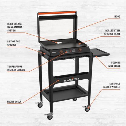 Blackstone E-Series 2-Burner 22" Electric Tabletop Griddle with Prep Cart