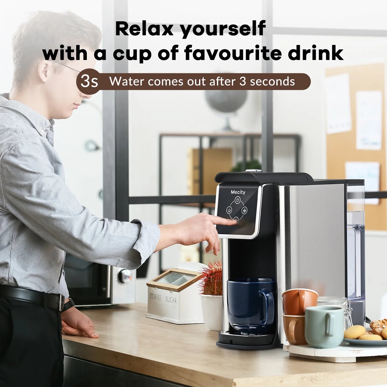 Mecity Coffee Maker 3 in 1 Single Serve Coffee Machine, Compatible with K cup Capsules, Instant Coffee Pot, Tea maker, 6,8,10 Oz Cup, Removable 50 Oz Water Reservoir, 120V 1150W