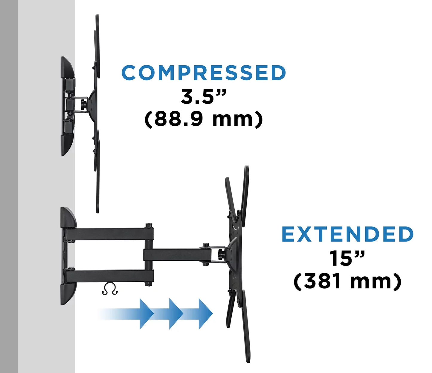 Mount-It! Full Motion TV Wall Mount with Swivel Arm for 28" 32" 40" 43" 48" 50" 55" Inch Flat Screen TVs