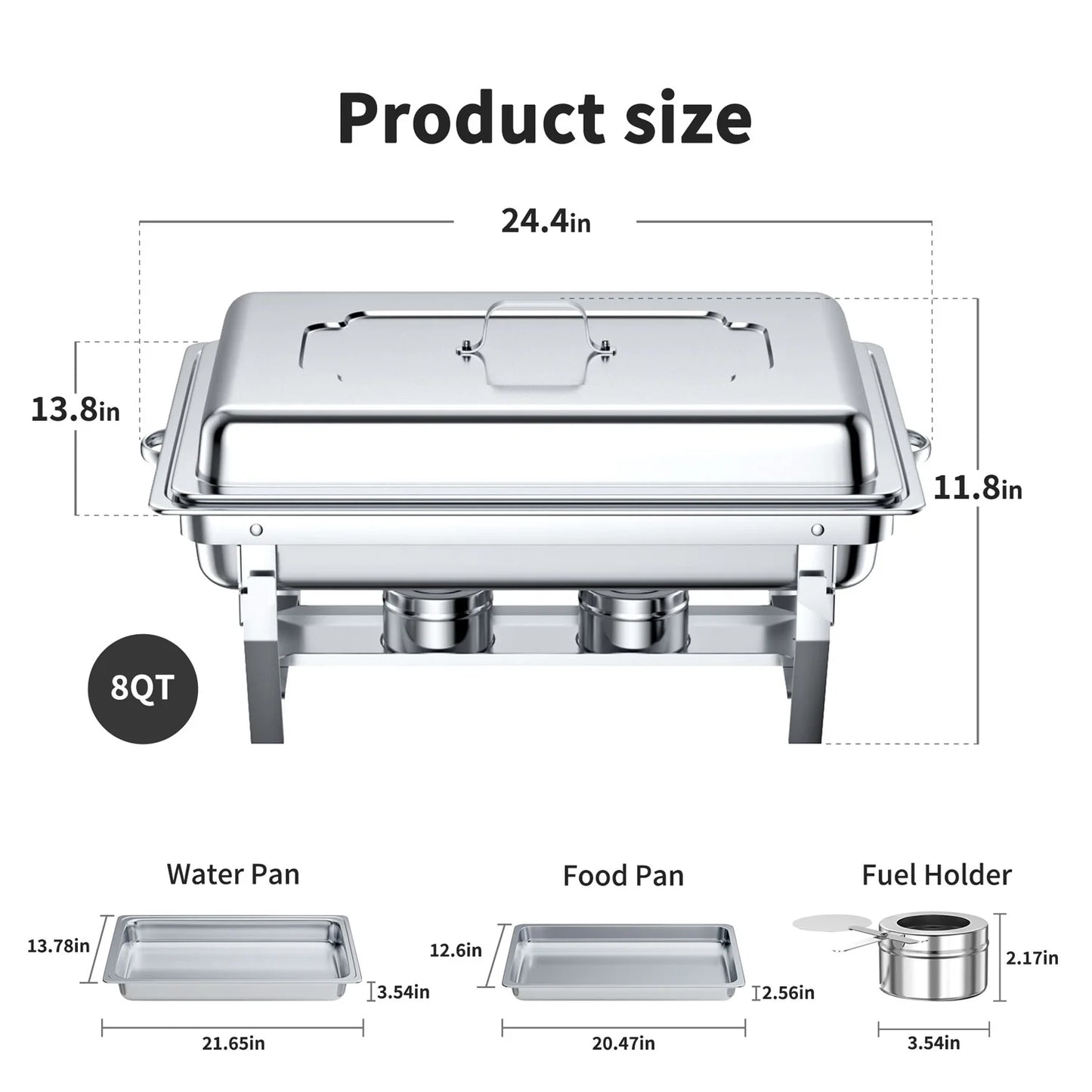 Chafing Dish Buffet Set 4 Pack, TINANA 8QT Stainless Steel Chafing Dishes for Buffet, Chafers and Buffet Warmers Sets for Parties, Events, Wedding, Camping, Dinner