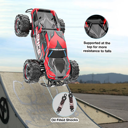 Remote Control Car 1:16 RC Cars , 4WD High Speed 30+ MPH off Road RC Vehicle Truck, All Terrains Electric Toy Trucks with Two Rechargeable Batteries for Boys Kids and Adults Red