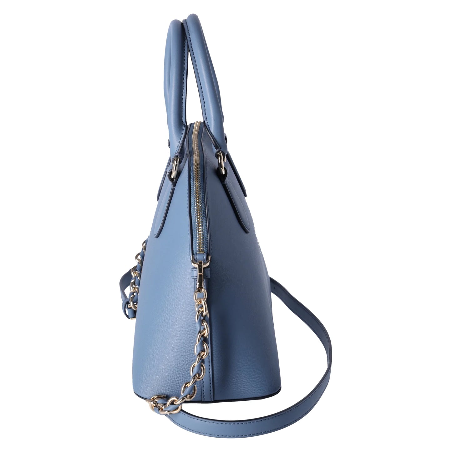 Michael Kors Veronica Medium Dome Satchel Crossbody Denim Blue Saffiano Leather