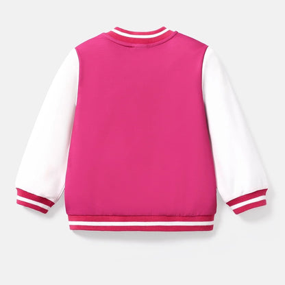 Barbie Girls Bomber Jacket Graphic and Letter Print Colorblock Lightweight Sweatshirt Varsity Jacket Gift Sizes 3-10