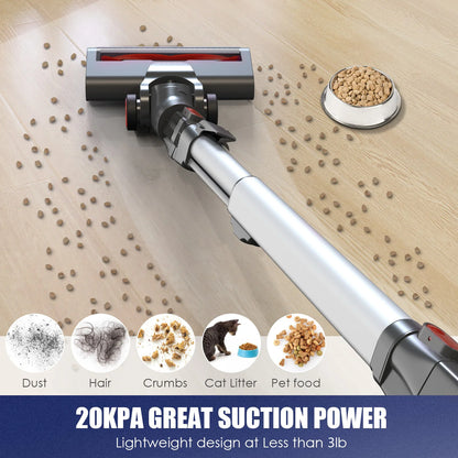 MOOSOO Cordless Stick Vacuum 20kPa for Carpet, Hard Floors and Pet Hair