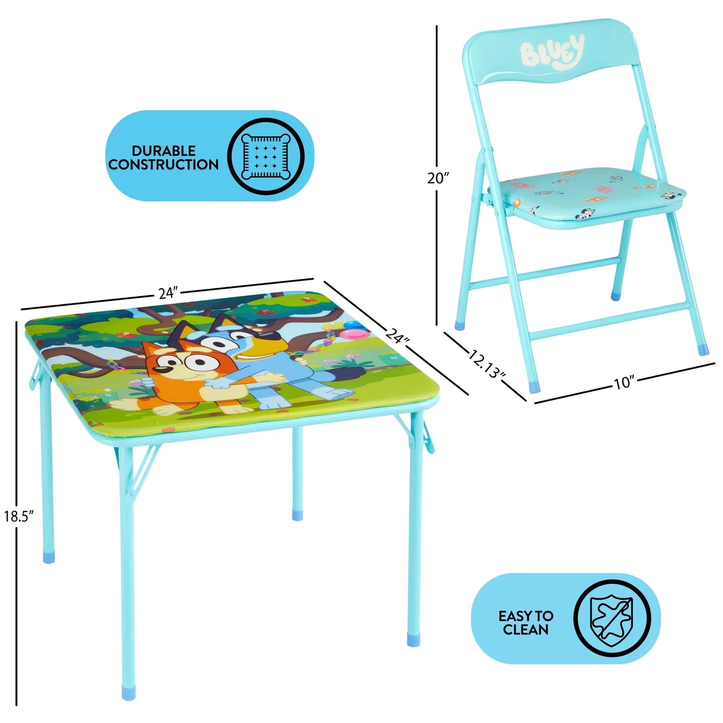 Bluey Kids' 3-Piece Table and Chairs Set, Blue