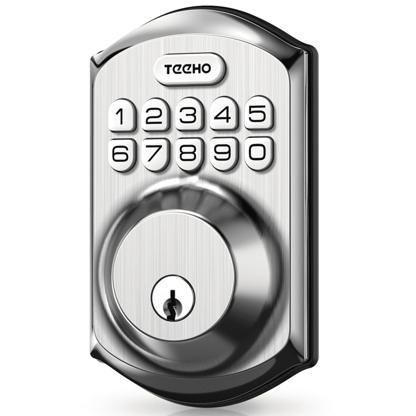 TEEHO Keyless Entry Door Lock Keypad Electronic Smart Deadbolt for Front Door, Digital Lock Anti-Peeking Password, Easy Installation-Satin Nickel