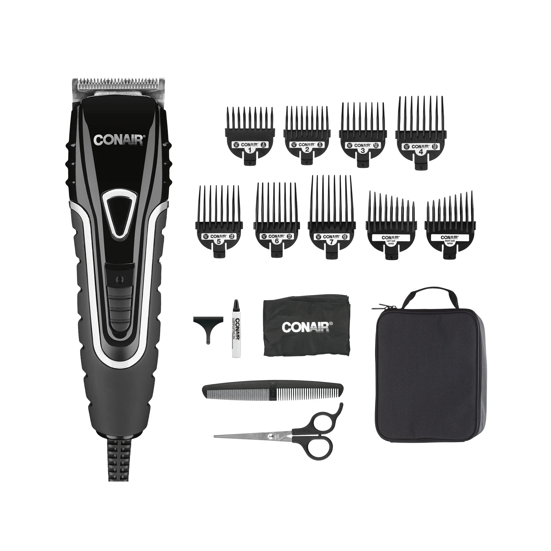 ConairMAN Barbershop Series Professional No-Slip Grip 20-Piece Haircut Kit, Home Hair Cutting Kit HC2000