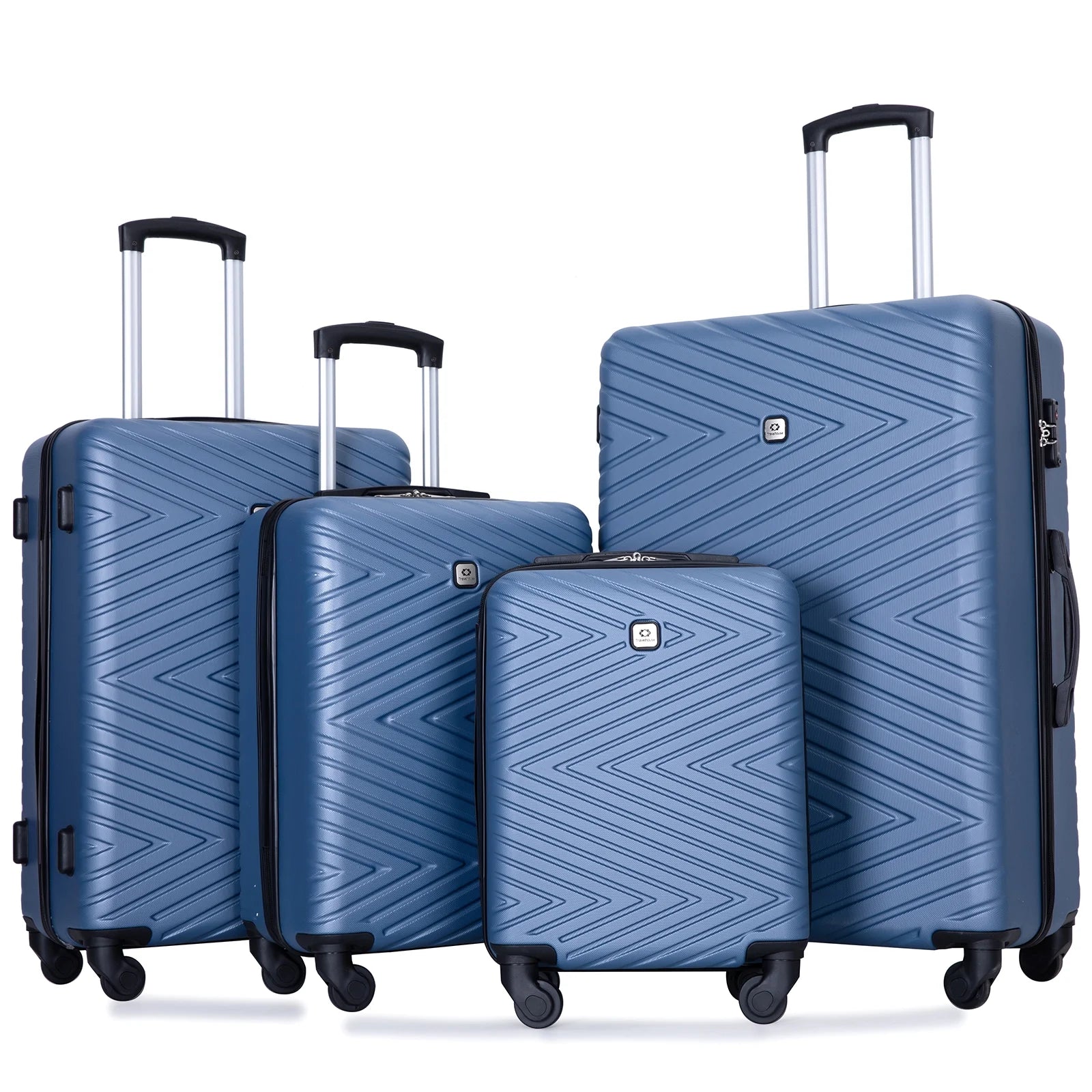 Travelhouse 4 Piece Hardshell Luggage Set Hardside Lightweight Suitcase with TSA Lock Spinner Wheels.(Blue)