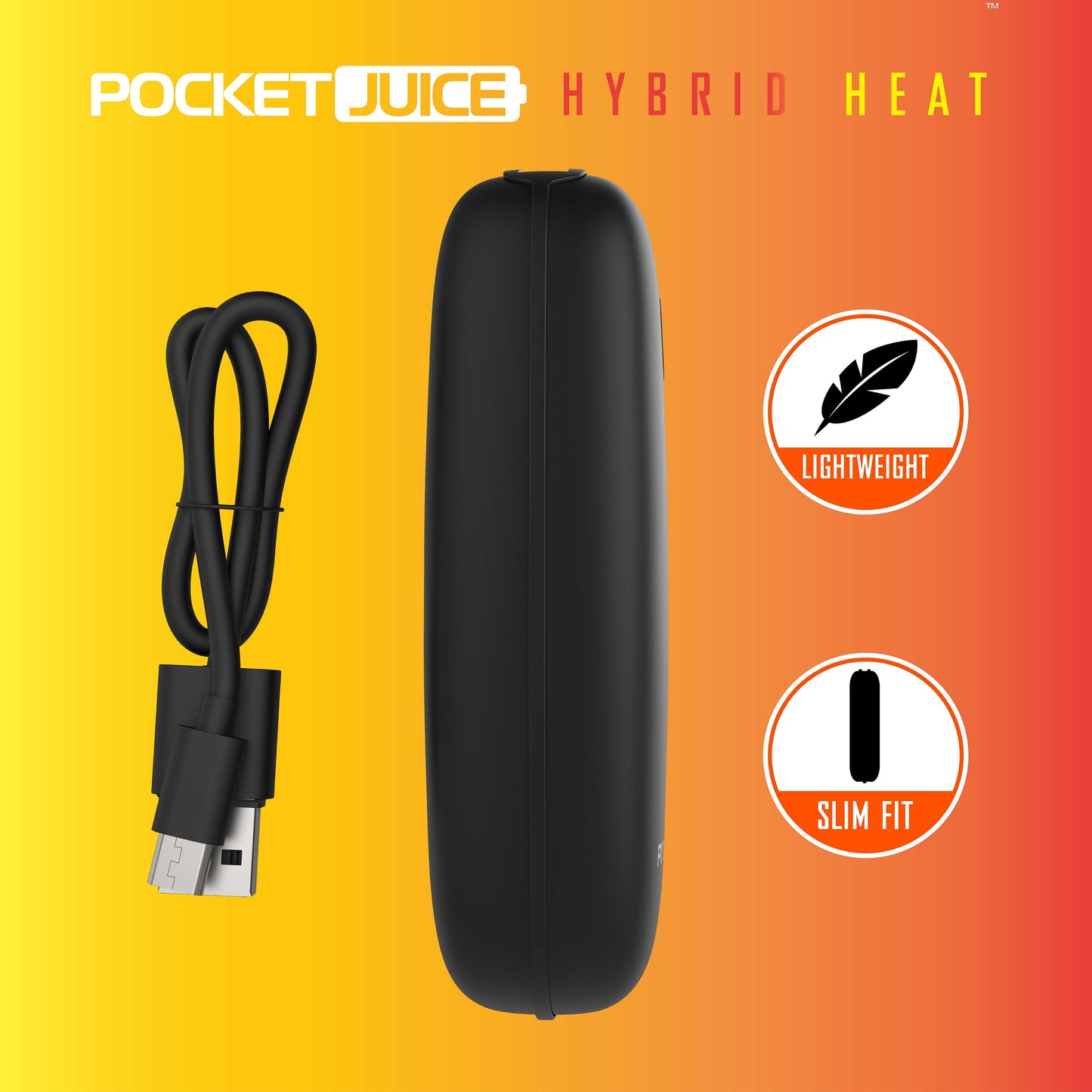 Pocket Juice Hybrid Heat, USB-Rechargeable Hand Warmer and 5200mAh Portable Power Bank