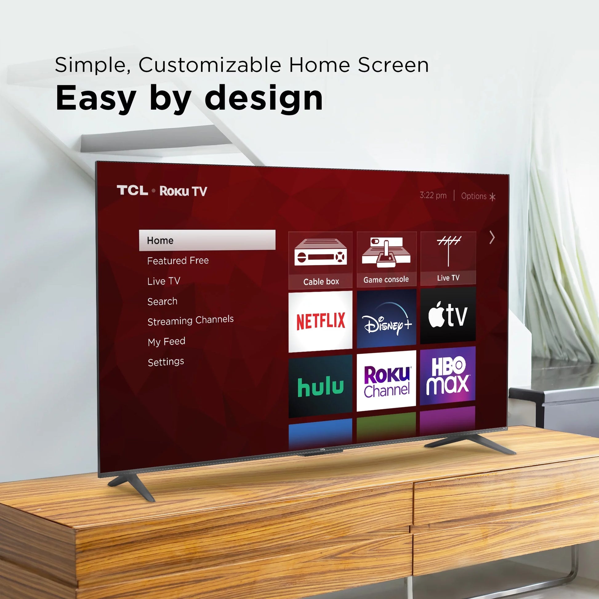 TCL 65” Class S4 (65S451) 4K UHD HDR Smart TV with Roku TV